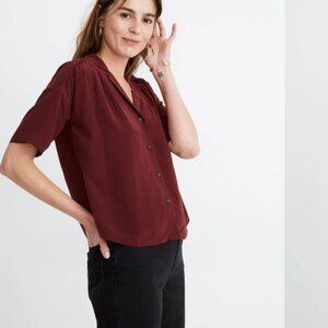 Madewell Silk Camp Shirt in Dark Cabernet